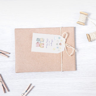 Pastel Plush Toys Cute Baby Shower Monogram Gift Tags