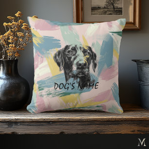 Pastel Pointer Portrait – Modern Abstract Art Throw Pillow
