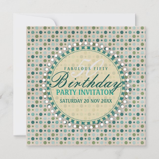Pastel Pois 50e anniversaire Invitations (Devant)