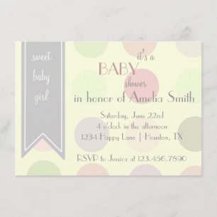 Pastel Polka Dot Baby Girl Shower Invitation