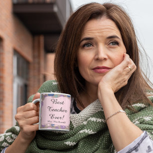 Pastel Polka dot best teacher ever gift Coffee Mug