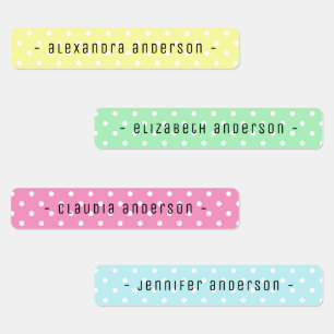 Pastel Polka Dot Kids Name Label
