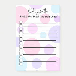 Pastel Polka Dot Monogram Personalized Feminine Post-it Notes