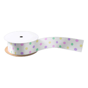 Pastel Polka Dot Pattern Satin Ribbon