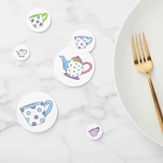 Pastel Polka Dot Teapot Tea Party Bridal Shower Confetti (Group)