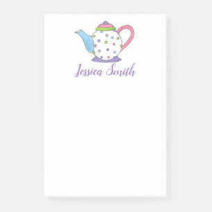 Pastel Polka Dot Teapot Tea Party Gift Post Its Post-it Notes