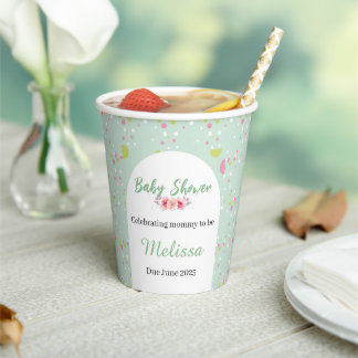 Pastel polka dots baby shower paper cups