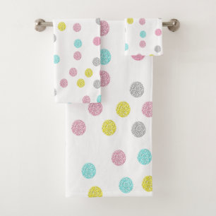 Pastel Polka Dots Bath Towel Set