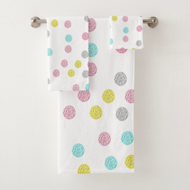 Pastel Polka Dots Bath Towel Set (Insitu)