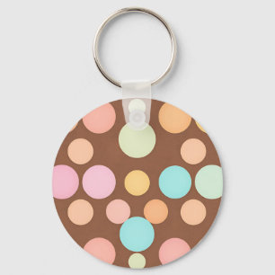 Pastel Polka Dots Chocolate Pattern Keychain