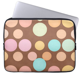 Pastel Polka Dots Chocolate Pattern Laptop Sleeve