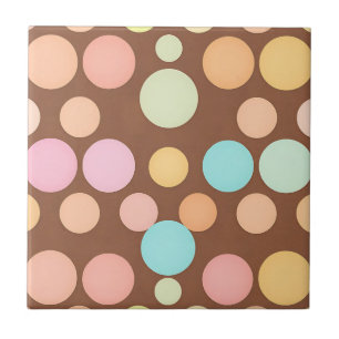 Pastel Polka Dots Chocolate Pattern Tile