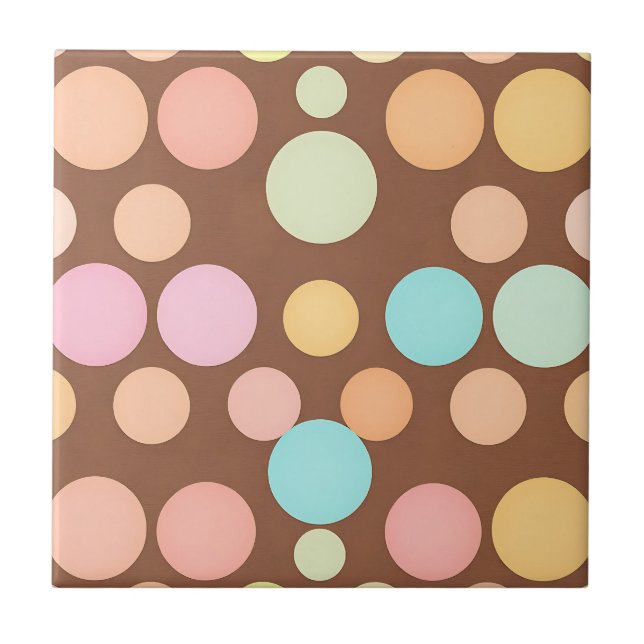 Pastel Polka Dots Chocolate Pattern Tile (Front)