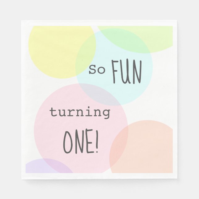 Pastel Polka Dots Fun To Be One First Birthday Napkin (Front)