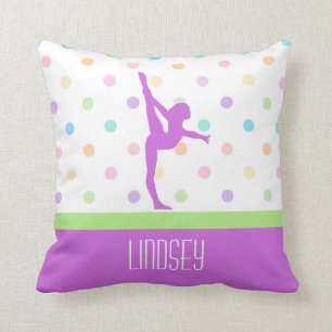 Pastel Polka-Dots Gymnastics in Lavender Throw Pillow