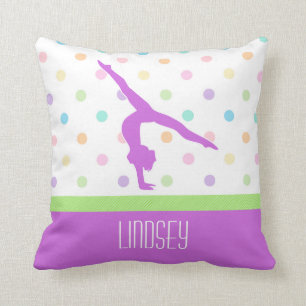 Pastel Polka-Dots Gymnastics in Lavender Throw Pillow