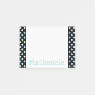 Pastel Polka Dots Iridescent Shimmer Glitter Name Post-it Notes