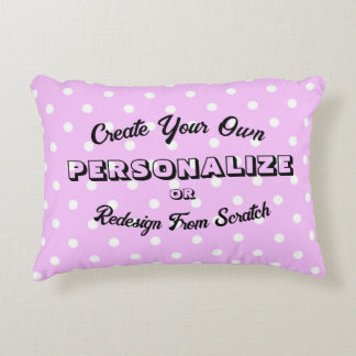 Pastel Polkadots Pattern - Pink Accent Pillow