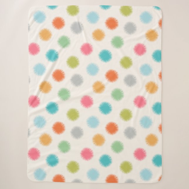 Pastel Pompoms Sherpa Blanket (Front)