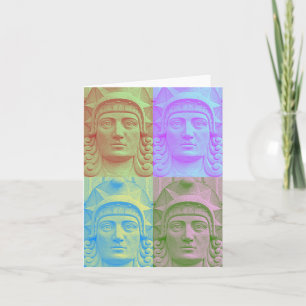 Pastel Pop Art Deco Stone Head Sculpture Note Card