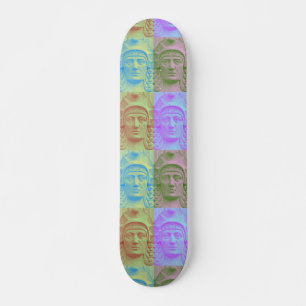Pastel Pop Art Deco Stone Head Skateboard Deck