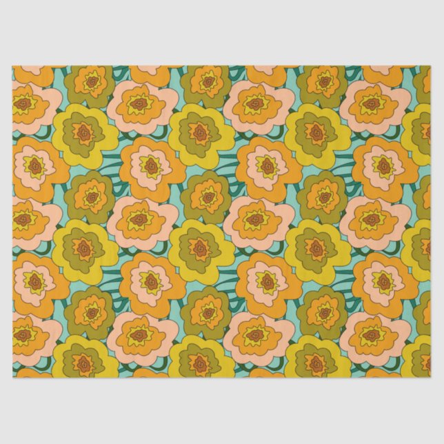 Pastel Poppies Tissue Wrapping Paper (Front)