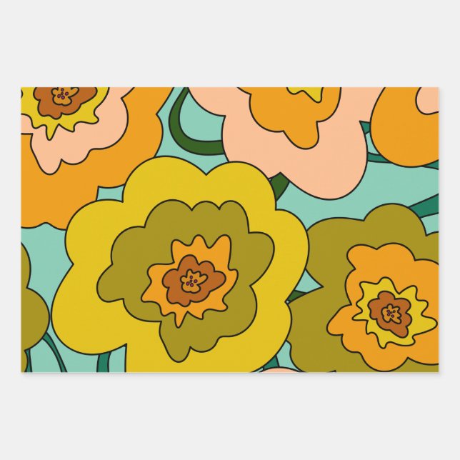 Pastel Poppies Wrapping Wrapping Paper Sheet (Front)