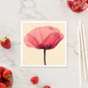 Pastel Poppy Bloom Minimalism Napkin