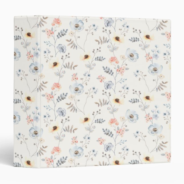 Pastel Poppy Floral Garden Pattern Binder (Front/Spine)