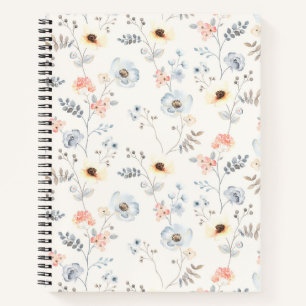 Pastel Poppy Floral Garden Pattern Notebook