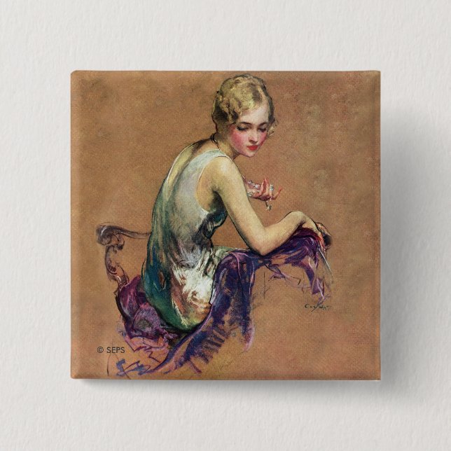 Pastel Portrait 2 Inch Square Button (Front)