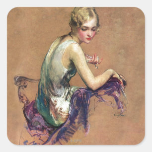 Pastel Portrait Square Sticker