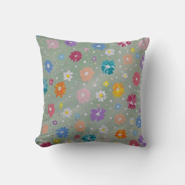 Pastel Posie Throw Pillow (Front)