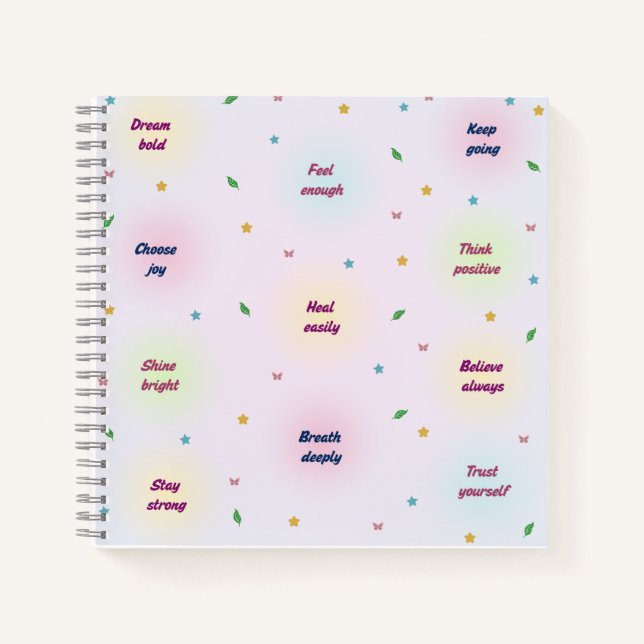 Pastel Positive Affirmations Pattern Notebook (Front)