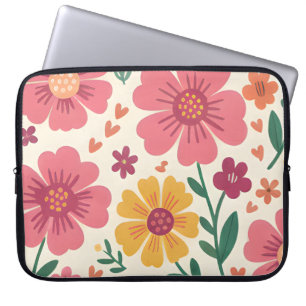 Pastel Posy Whimsical Floral Pattern Laptop Sleeve