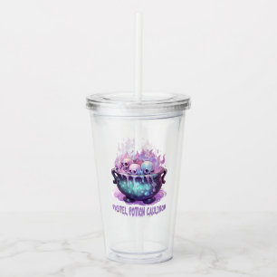 Pastel Potion Cauldron with Purple Skull Acrylic Tumbler