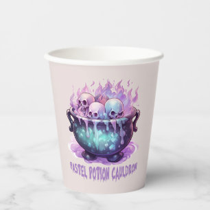 Pastel Potion Cauldron with Purple Skull Paper Cups