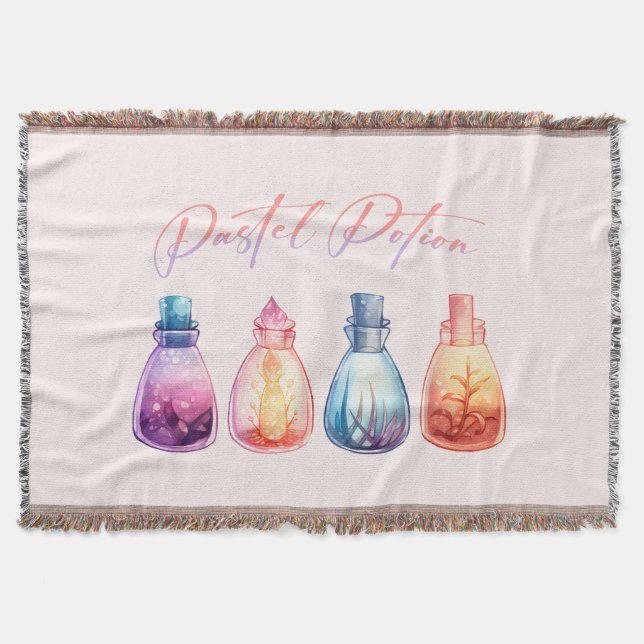 Pastel Potion – Cute and Elegant Witch Potion Throw Blanket (Front)