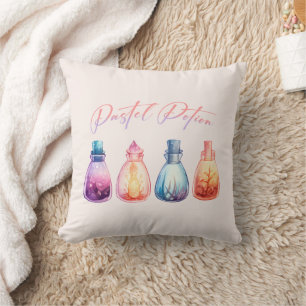 Pastel Potion – Cute and Elegant Witch Potion Throw Pillow