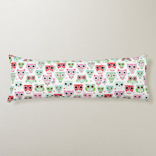 pastel powder colour owl background body pillow