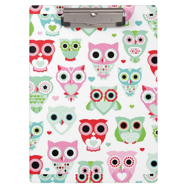 pastel powder colour owl background clipboard (Front)