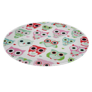 pastel powder colour owl background cutting board