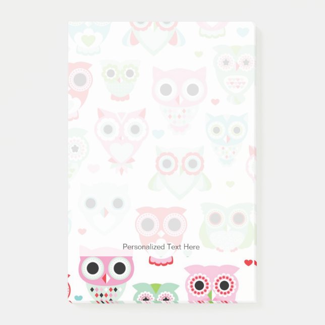 pastel powder colour owl background post-it notes (Front)