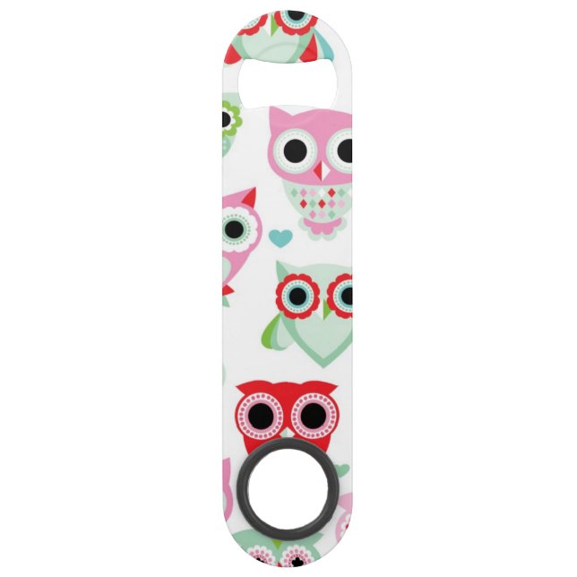 pastel powder colour owl background speed bottle opener (Front)