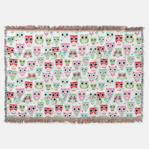pastel powder colour owl background throw blanket