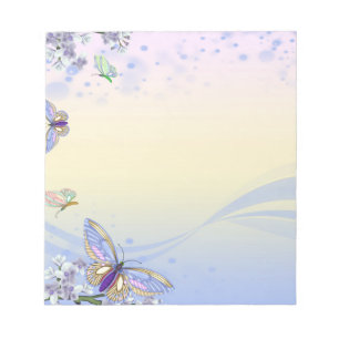 Pastel Pretty butterflies and flowers Notepad
