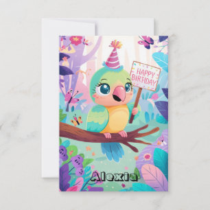 Pastel Pretty Parrot Digital Birthday Card