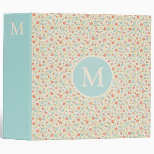 Pastel Pretty Spring Floral Pattern Monogram Binder