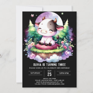 Pastel Printable Cow Birthday Invitation