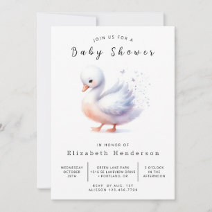 Pastel Printable Swan Baby Shower Invitation